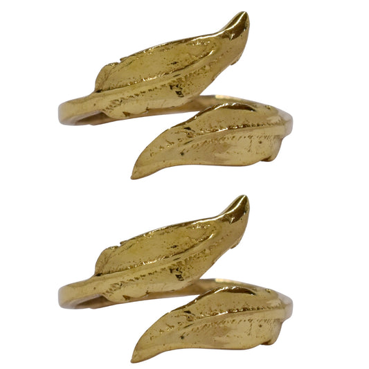 2 Pack brass double leaf free size ring - IFR642