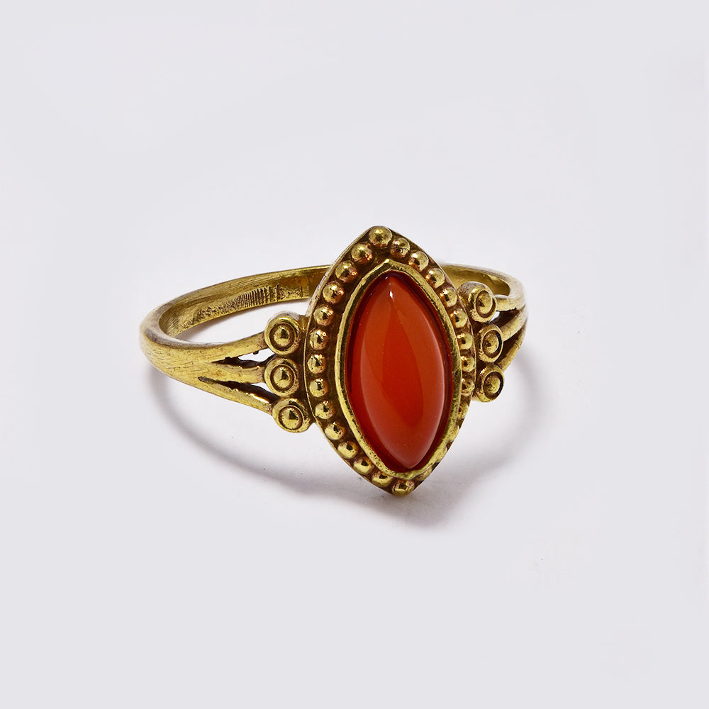 Brass ring with marquise cut gemstone - IFR714
