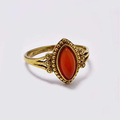 Brass ring with marquise cut gemstone - IFR714