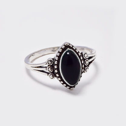 Brass ring with marquise cut gemstone - IFR714
