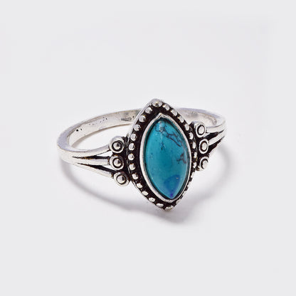 Brass ring with marquise cut gemstone - IFR714