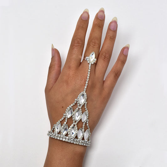 Crystal hand bracelet with tiered stones - LB1486
