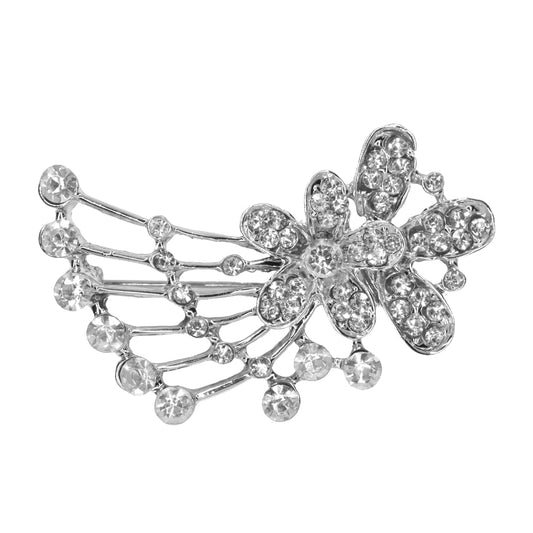 Fashion silver plated crystal shooting flower brooch