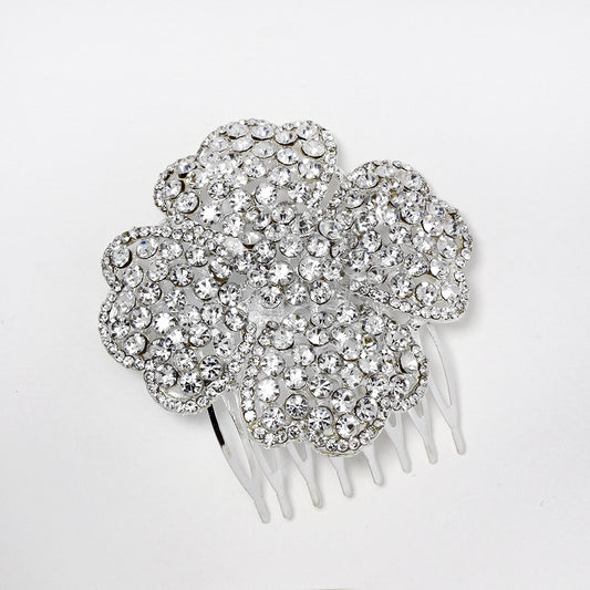 Statement crystal flower hair comb - LH4610