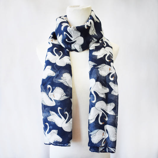 LS2337 - Lightweight swan print scarf