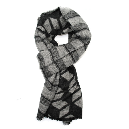 Stripe and cube printed heavyweight scarf - LS7554