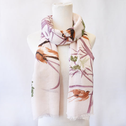 LS8276 - Lightweight scarf with bird print