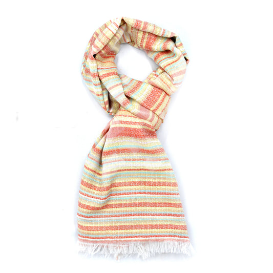 Multi colour striped lightweight scarf