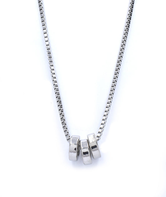 Stainless steel multi ring pendant necklace - LSSN276i