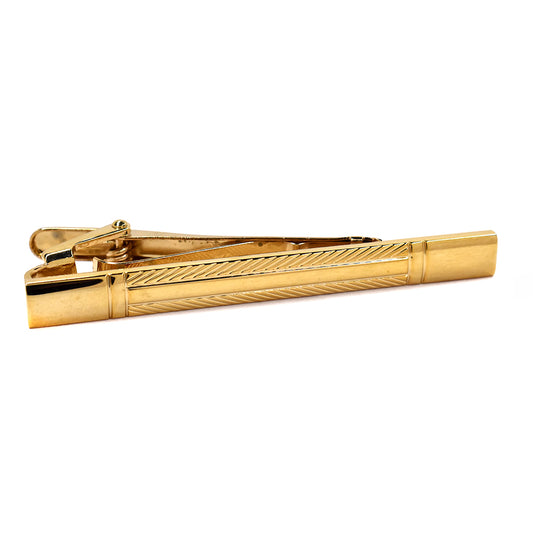 Copper based gold digonal etched tie clip - LT6773