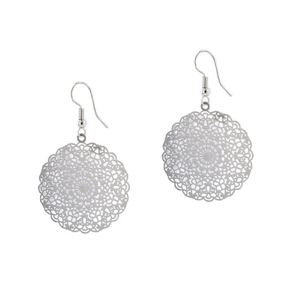 Fashion round lace cut out drop earrings - MFE2949