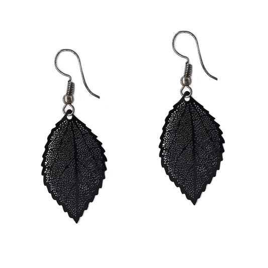 Fashion medium leaf perforated drop earrings