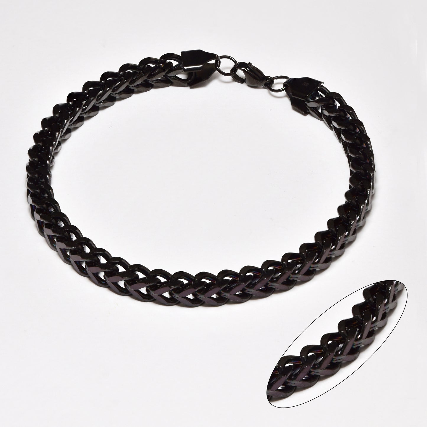 Buy 1 get 1 FREE - NCSSB068 - Steel 23.5mm x 6mm square box curb bracelet