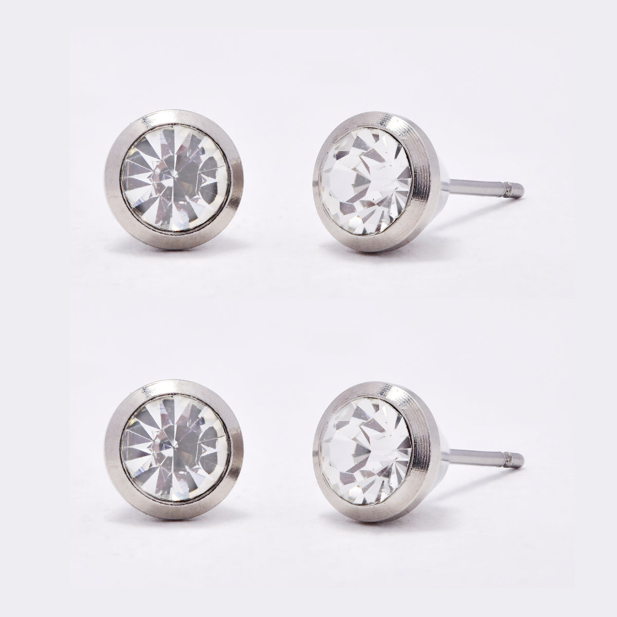 NCSSE014 - Steel 2 pack 7mm CZ bezel stud