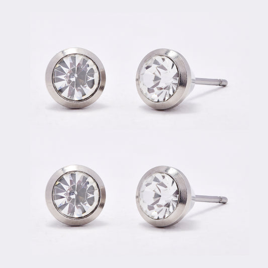 NCSSE014 - Steel 2 pack 7mm CZ bezel stud