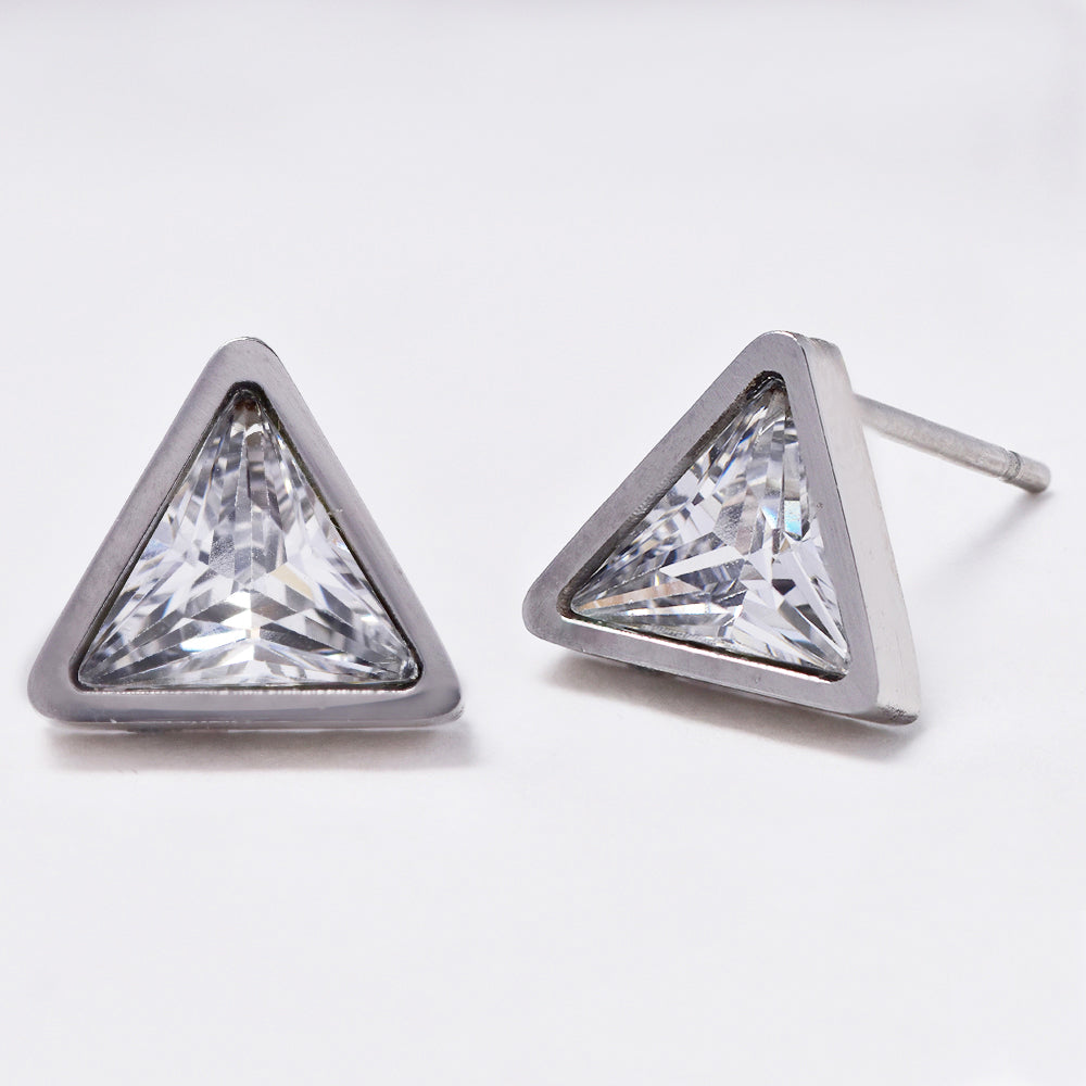 NCSSE016 - Steel triangle stud earrings
