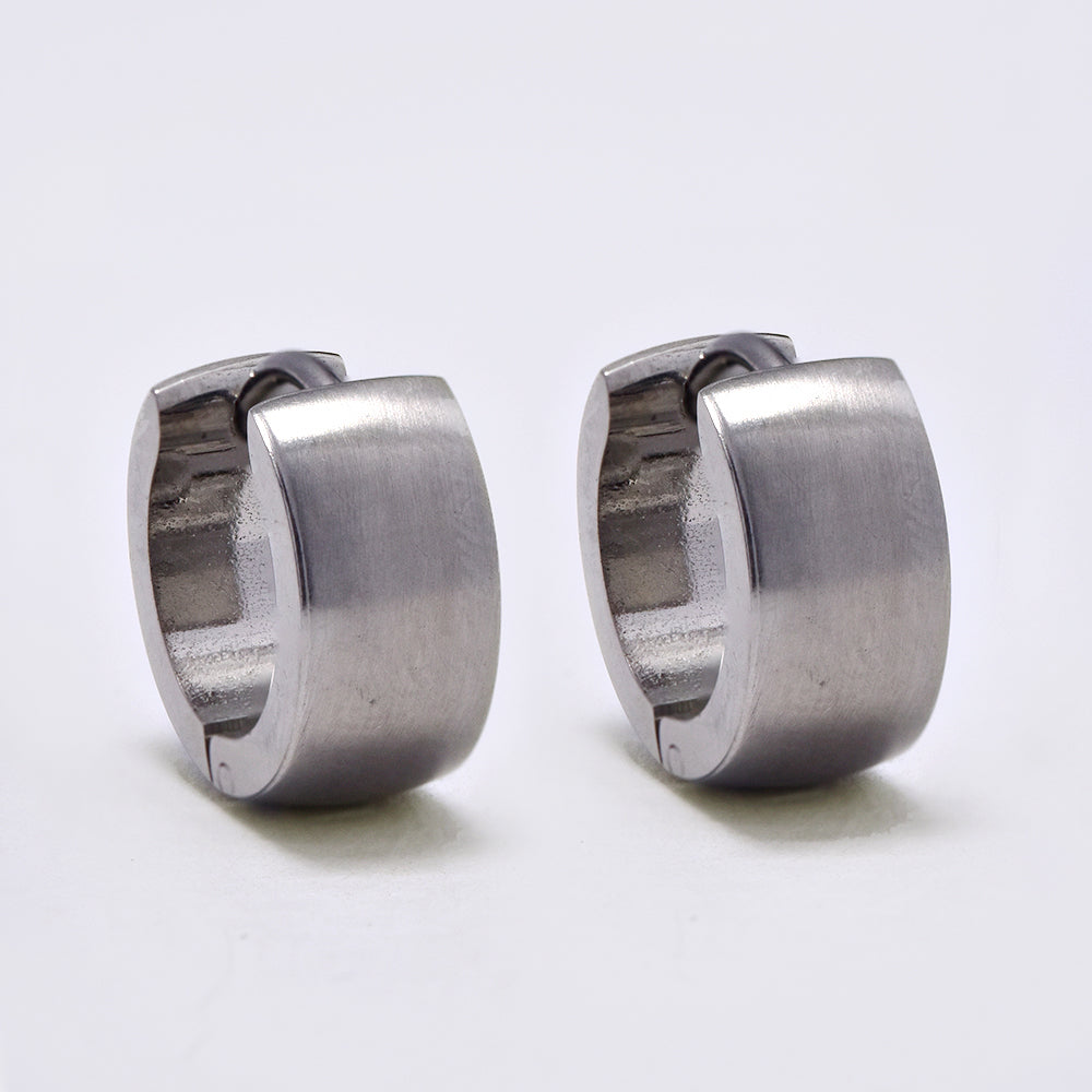 Stainless steel 8mm x 6mm broad matte huggies - NCSSE020