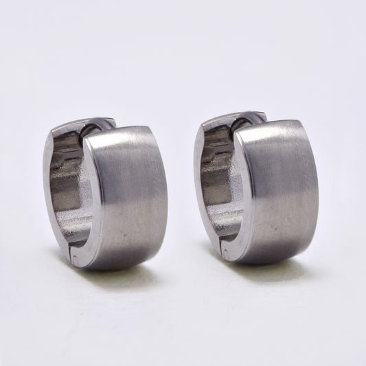 Stainless steel 8mm x 6mm broad matte huggies - NCSSE020