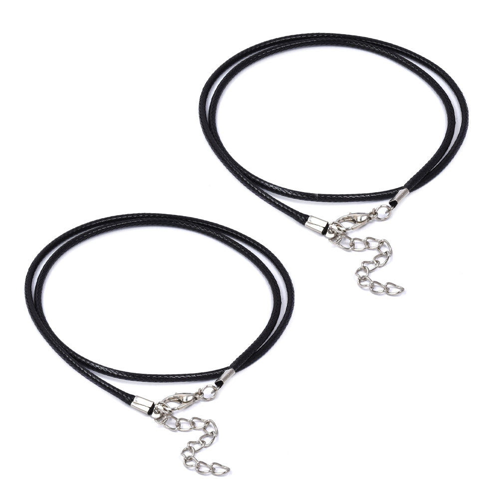 2 Pack stainless steel black leather thong 3mm x 55cm chain - NCSSN011