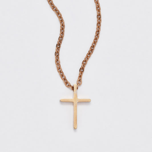 NCSSN032 - Steel rose gold cross necklace