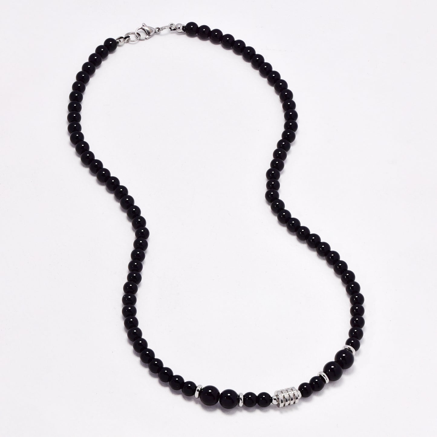 NCSSN046 - Steel black beaded necklace