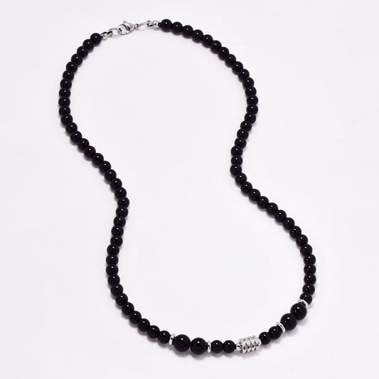 NCSSN046 - Steel black beaded necklace