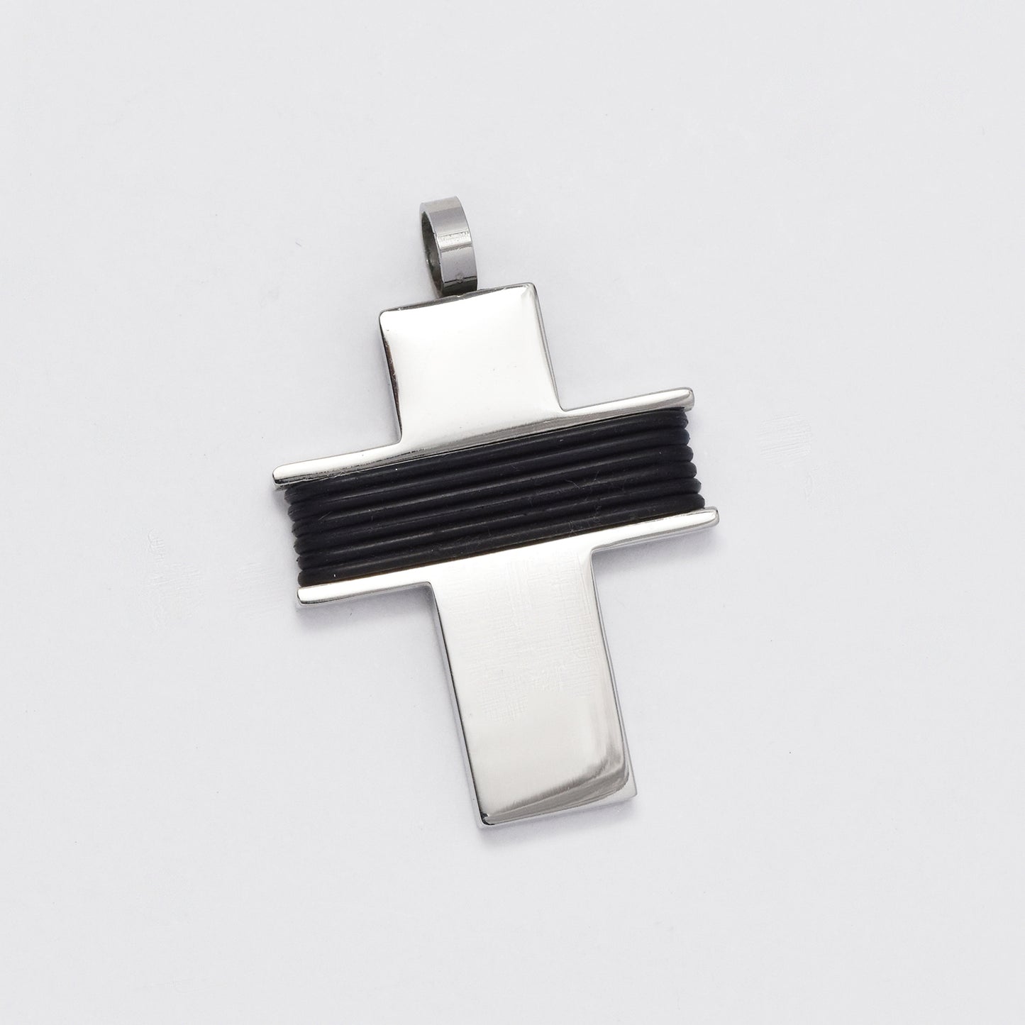 NCSSP061 - Steel and rubber 37mm x 26mm cross pendant