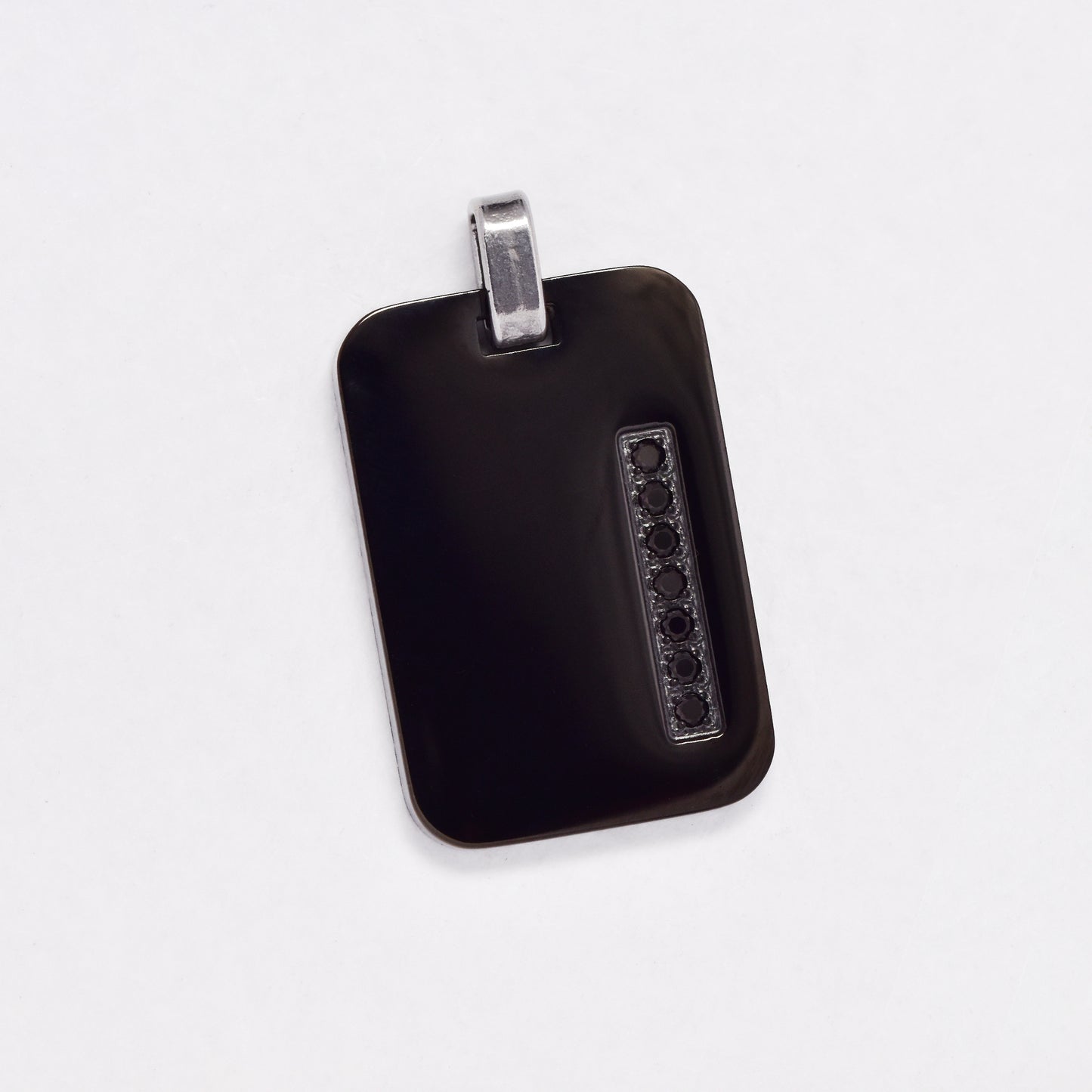 NCSSP064i - Steel black CZ disk pendant