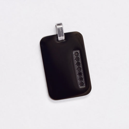 NCSSP064i - Steel black CZ disk pendant