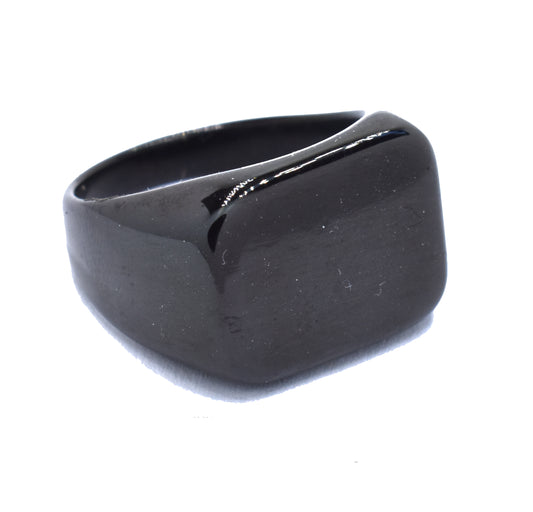 Stainless steel black signet ring - NCSSR014