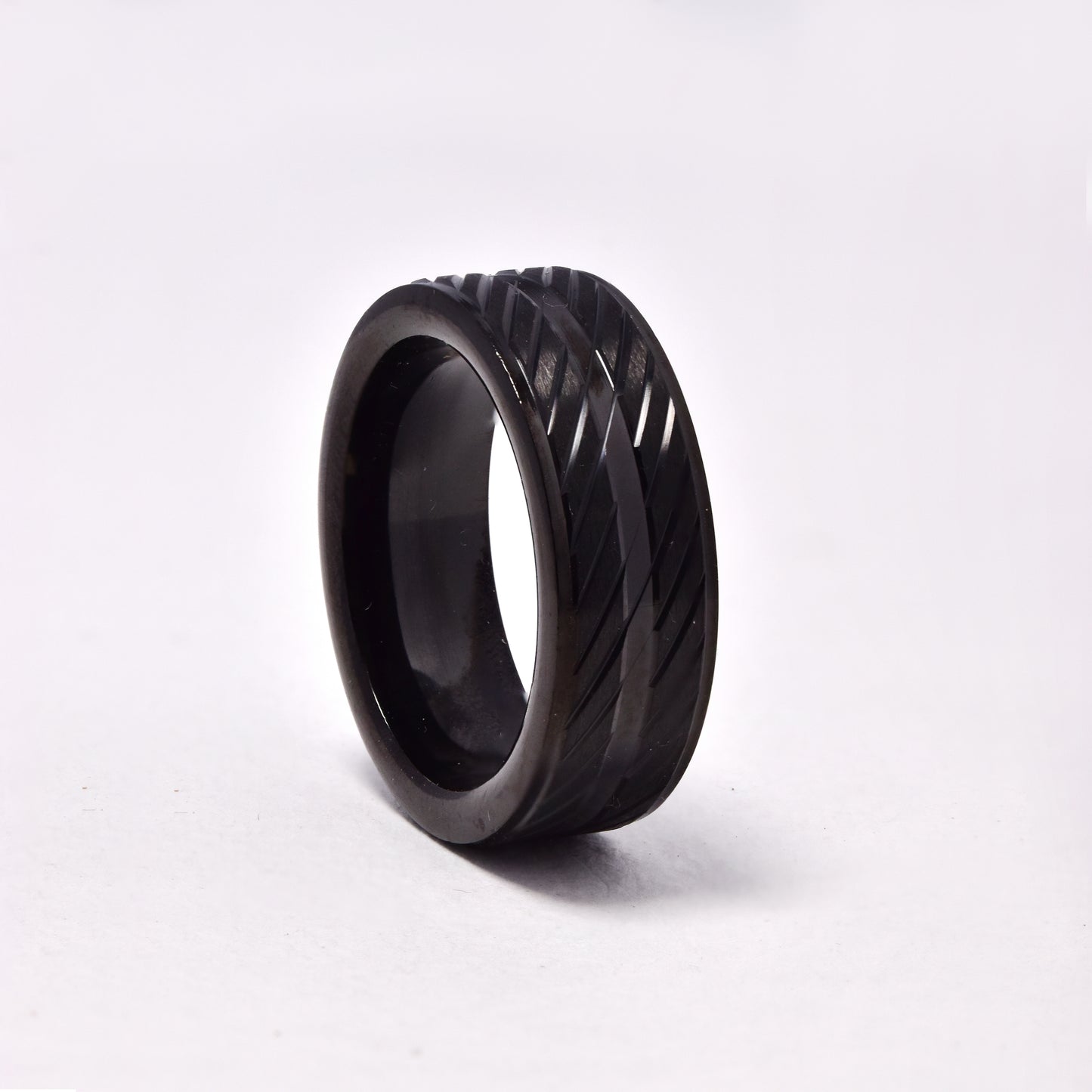 Buy 1 get 1 FREE - Steel ribbed textured ring - NCSSR030