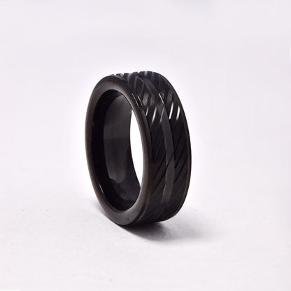 Buy 1 get 1 FREE - Steel ribbed textured ring - NCSSR030