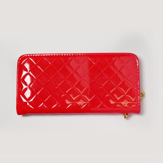 Peach diamond pattern patent leather purse - No code purse