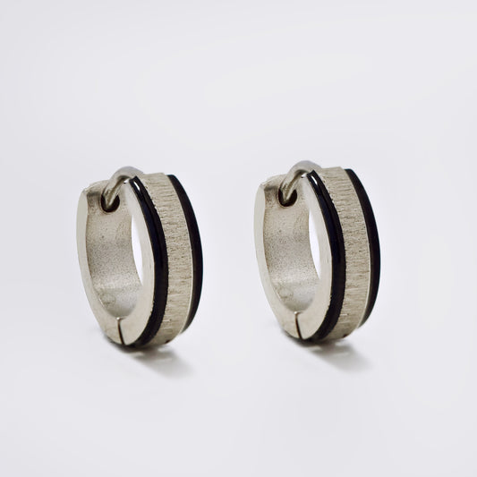 Stainless steel 13.5mmX4mm huggies with black edges