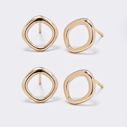 PYE5776 -  2 Pack Brass rose gold square cutout stud earrings