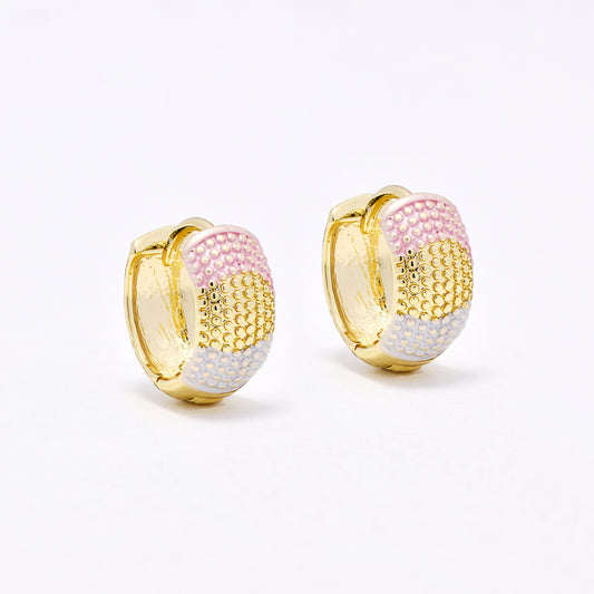 PYE6604 - Premium 13.5mm x 6mm tri-colour textured hoops