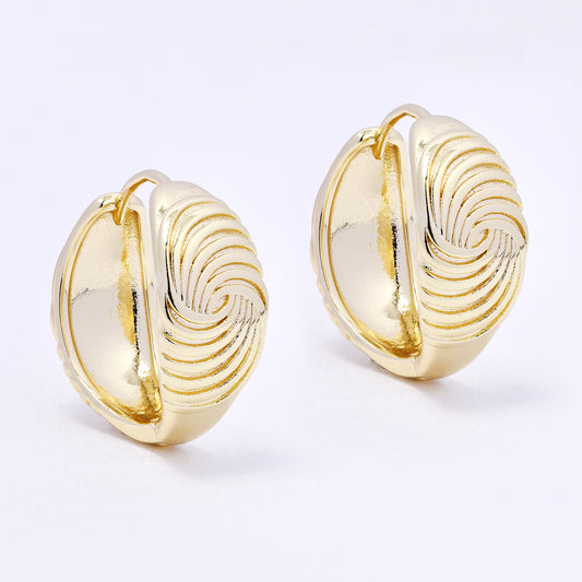 PYE7213 - Premium brass 22mm x 25mm x 10mm swirl pattern hoop earring