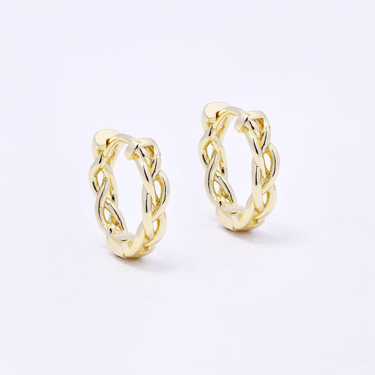 PYE7225 - Premium brass 15mm x 4mm plait design hoop earring
