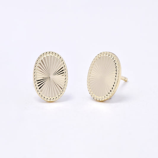 PYE7228 - Premium brass 10mm x 7mm oval sunray stud earring