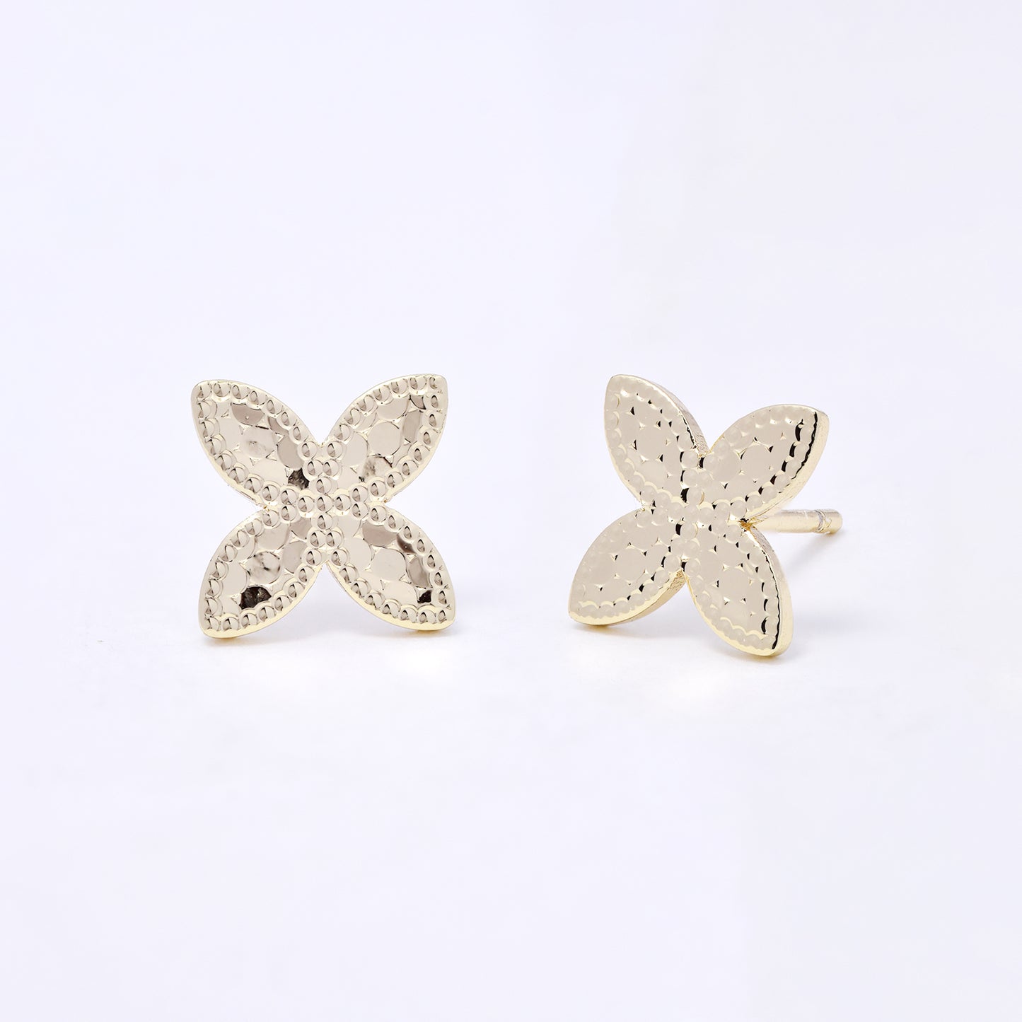 PYE7232 - Premium brass 9mm textured flower earring