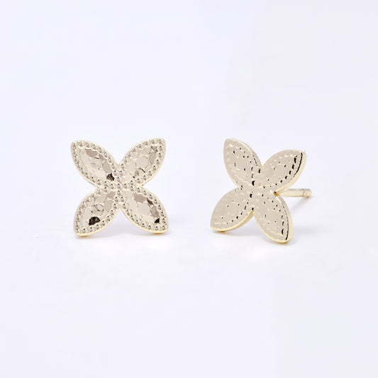 PYE7232 - Premium brass 9mm textured flower earring