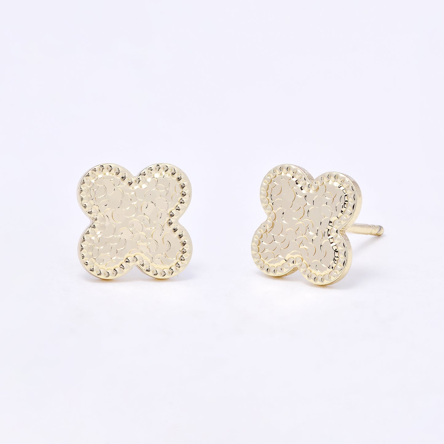 PYE7237 - Premium brass 9mm textured flower stud earring