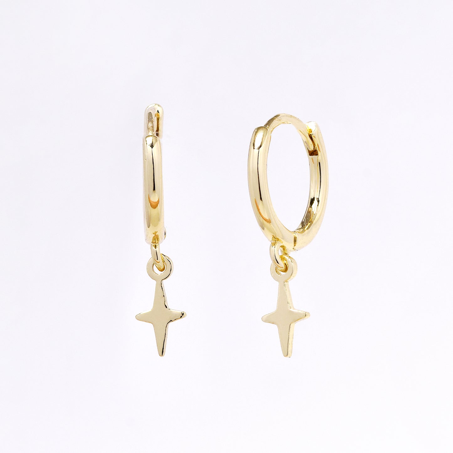 PYE7242 - Premium brass hoop: 11mm dainty diamond star drop hoop