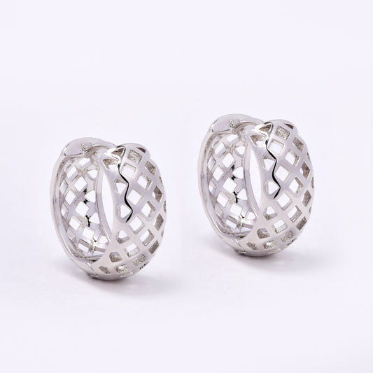 PYE7469 - Premium brass plated 16mm x 6mm lattice hoop earring