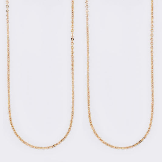 Premium rose gold plated 1mm x 45cm anchor chain - 2 pack - PYN5695