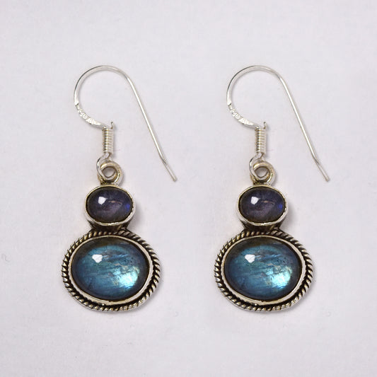 925 Silver gemstone 6g drop earring - S925GEM-7-B
