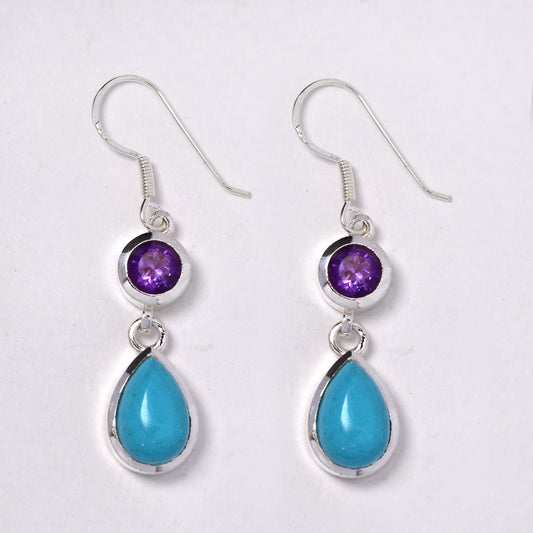 925 Silver gemstone 9.2g drop earring  - S925GEM-8-B