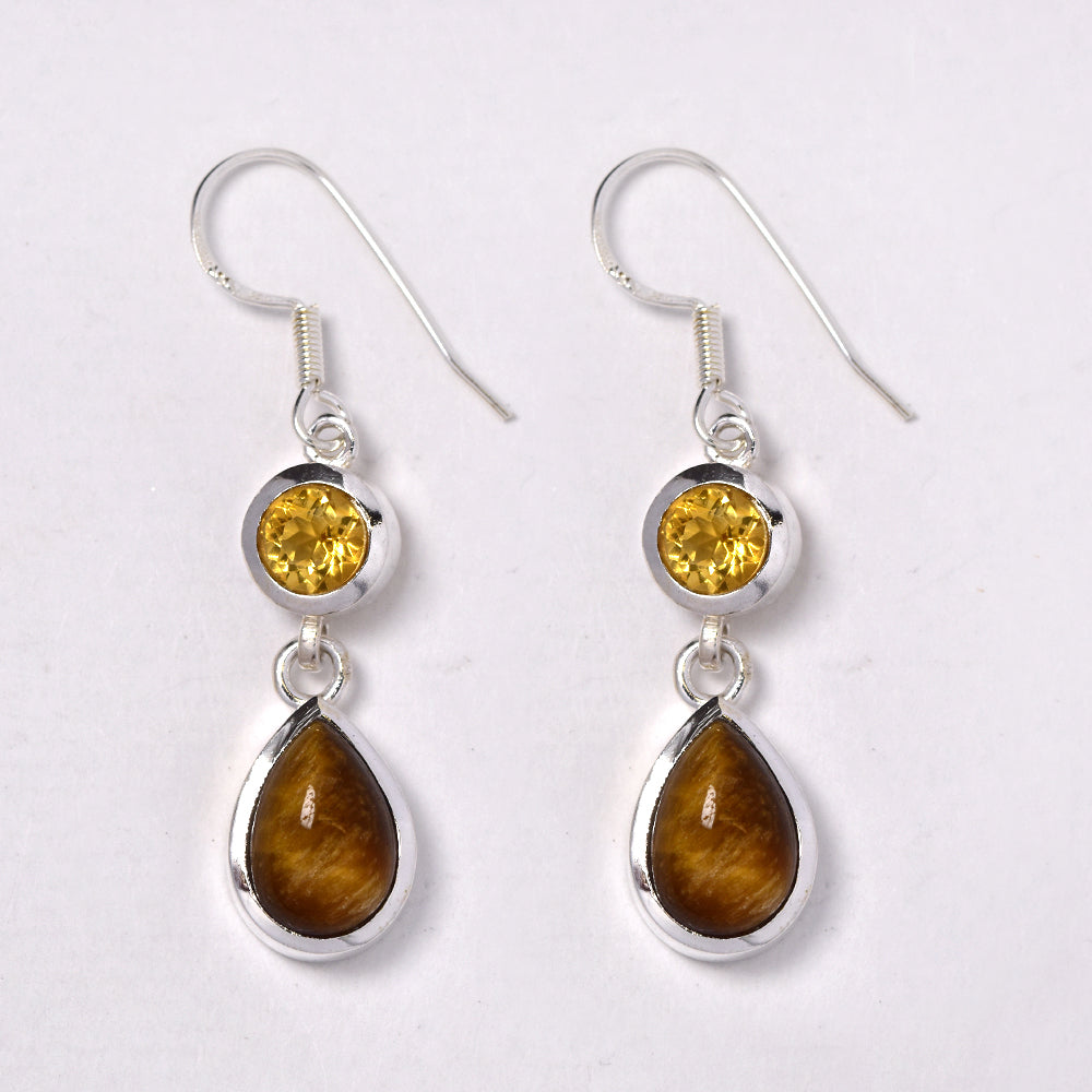 925 Silver gemstone 9.2g drop earring  - S925GEM-8-C