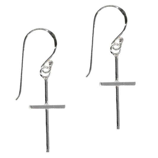 925 Silver cross drop earrngs - SBE004