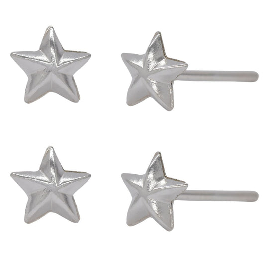 2 Pack 925 Silver star studs earring - SBE007